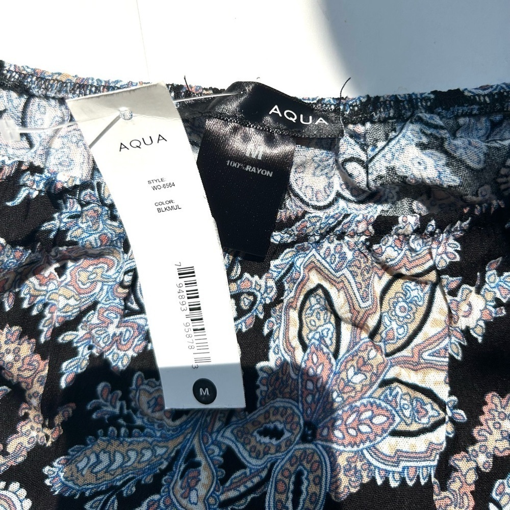 Aqua Bloomingdale’s Paisley print pattern Sun Dress with Slit nwt medium maxi - Picture 2 of 9